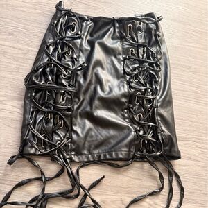 Fashion Nova Black Lace-Up Skirt